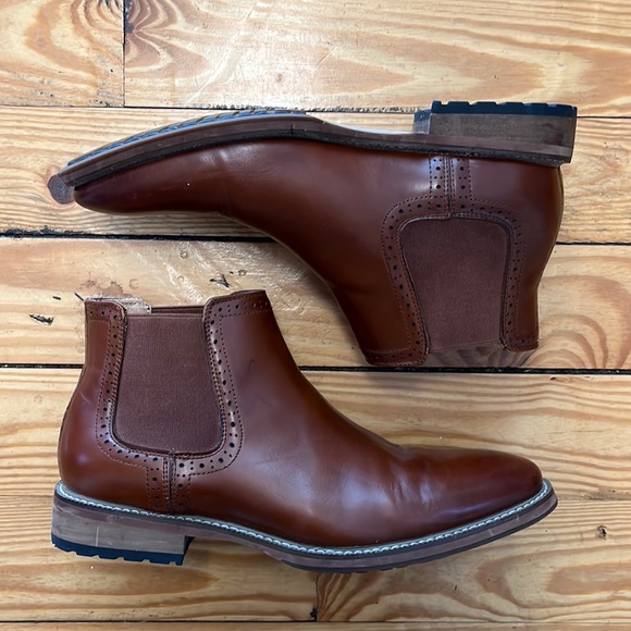 Joseph Abboud brown leather ankle pull on boots men’s 8.5 D - Picture 1 of 7